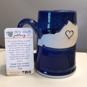 Dirty South Pottery mug with Kentucky and heart - handmade pottery. Brand new